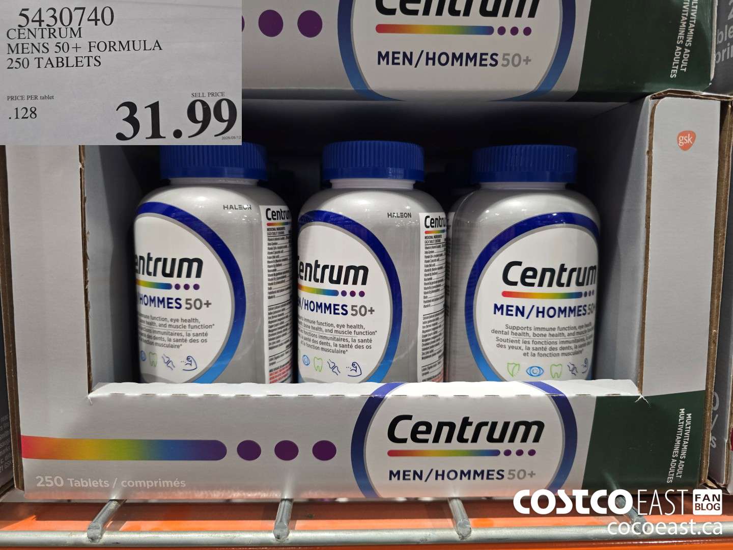 5430740 CENTRUM MEN 50+ FORMULA 250 TABLETS $31.99