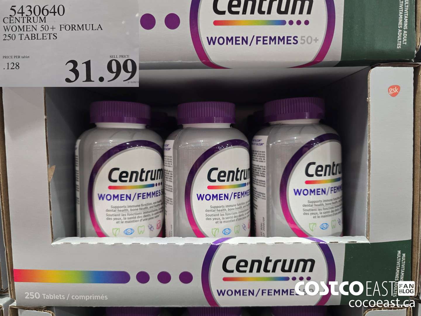 5430640 CENTRUM WOMEN 50+ FORMULA 250 TABLETS $31.99