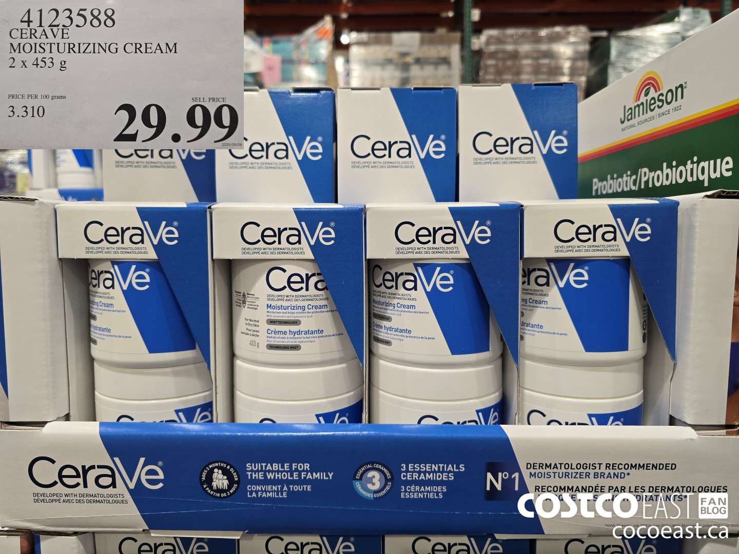 4123588 CERAVE MOISTURIZING CREAM 2 x 453g $29.99