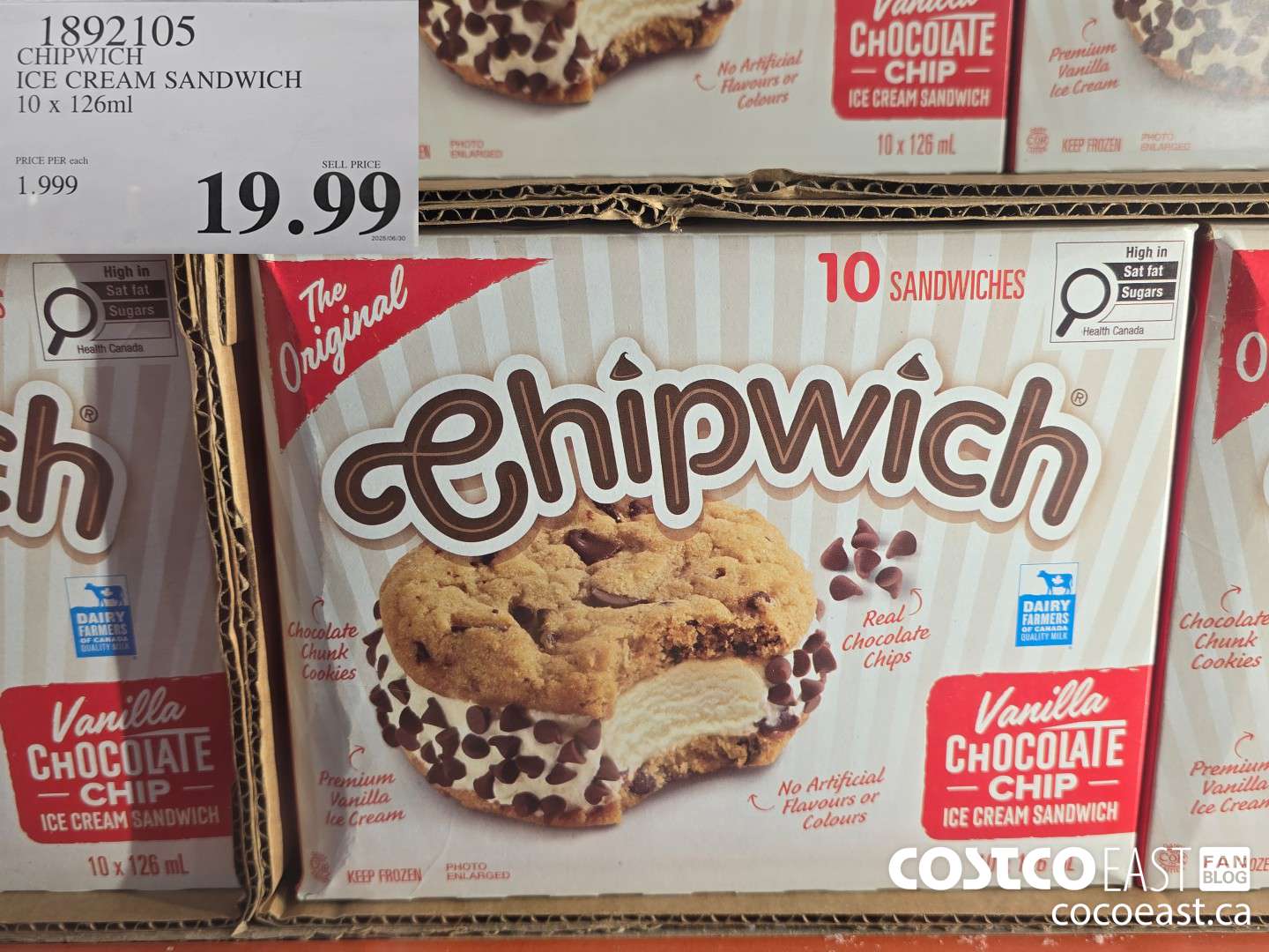 1892105 CHIPWICH ICE CREAM SANDWICH 10 X 126 ML $19.99