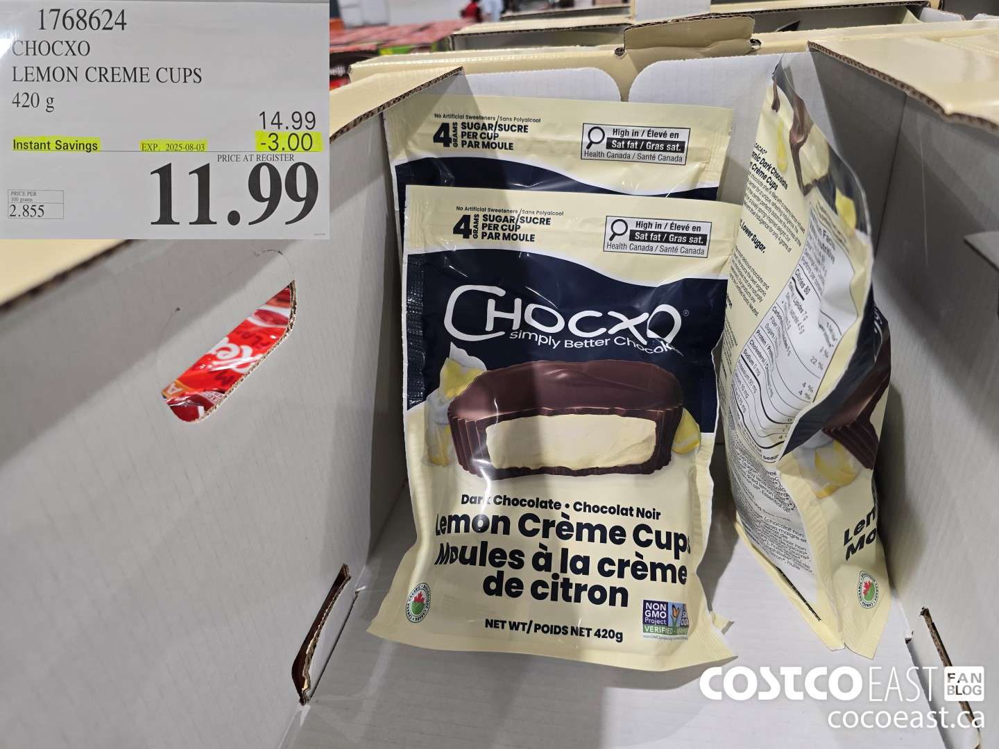 1768624 CHOCXO LEMON CREME CUPS 420 g ($3.00 INSTANT SAVINGS EXPIRES ON 2025-08-03) $11.99