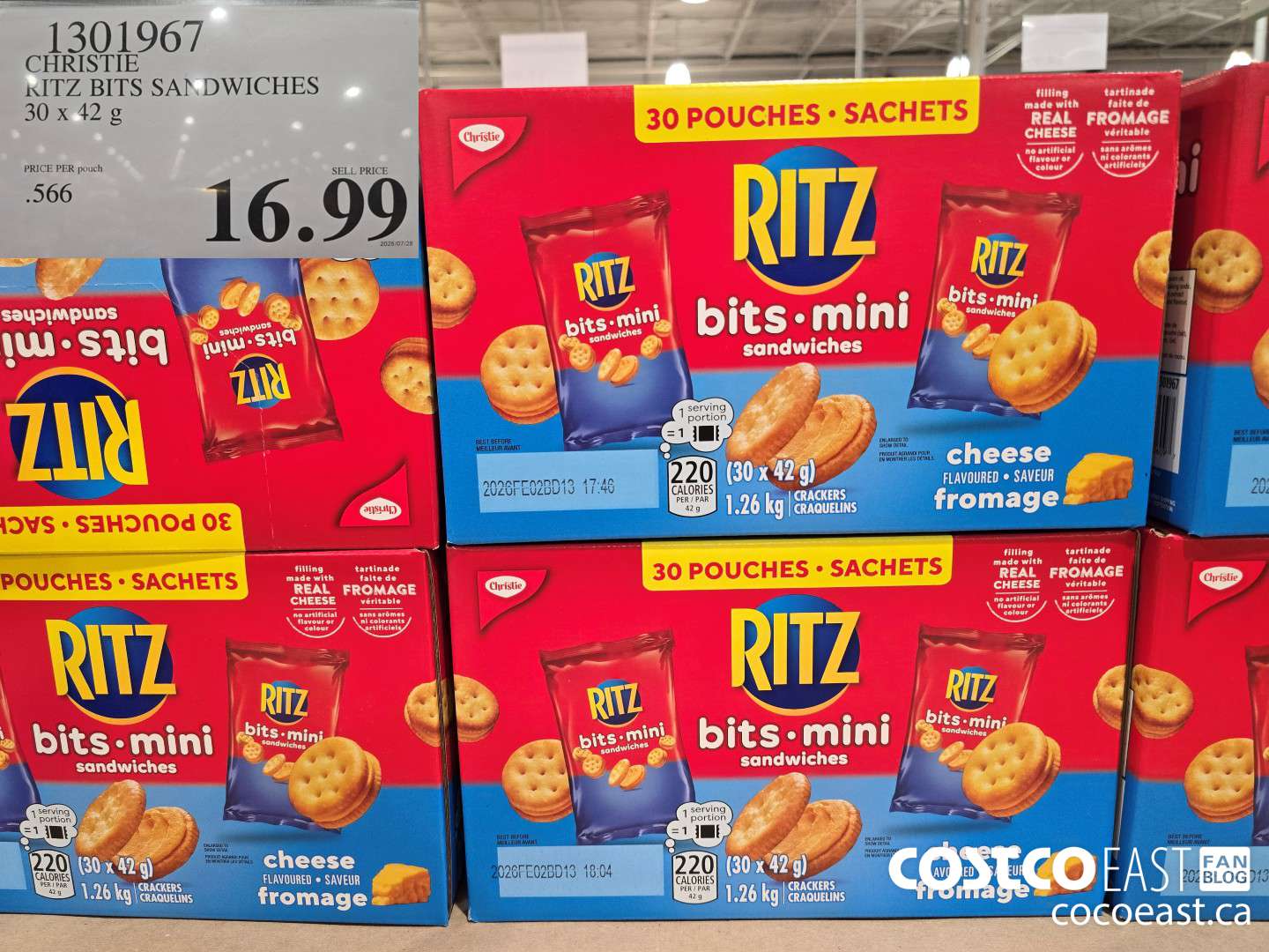 1301967 CHRISTIE RITZ BITS SANDWICHES 30 x 42 g $16.99