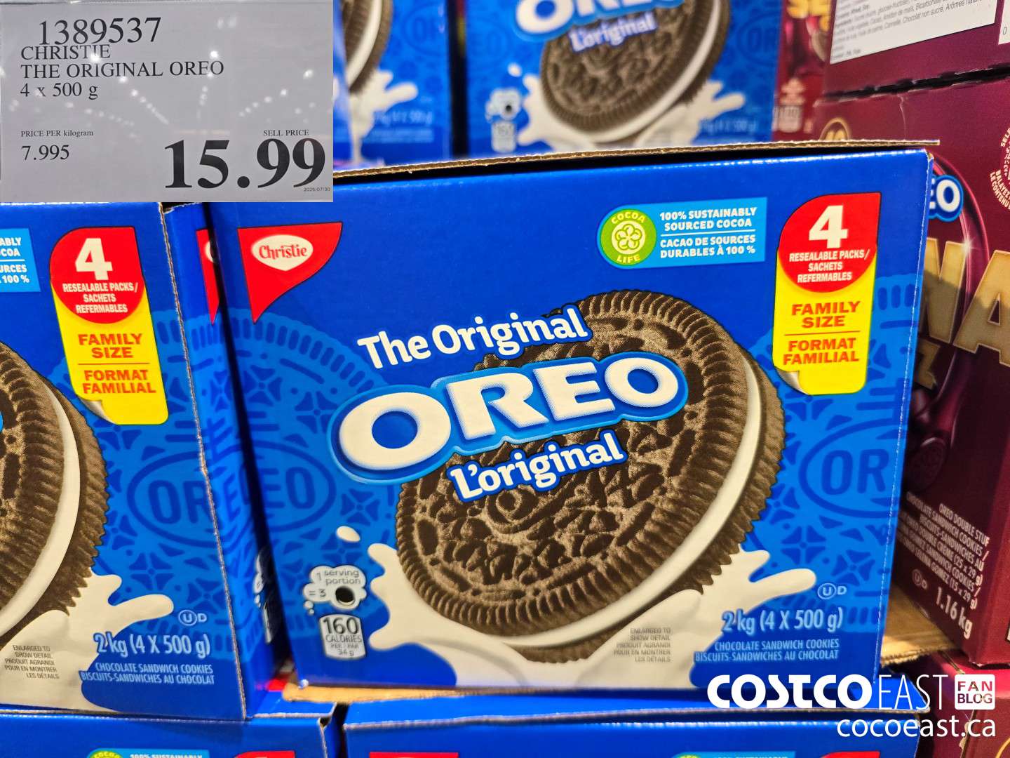 1389537 CHRISTIE THE ORIGINAL OREO 4 x 500 g $15.99