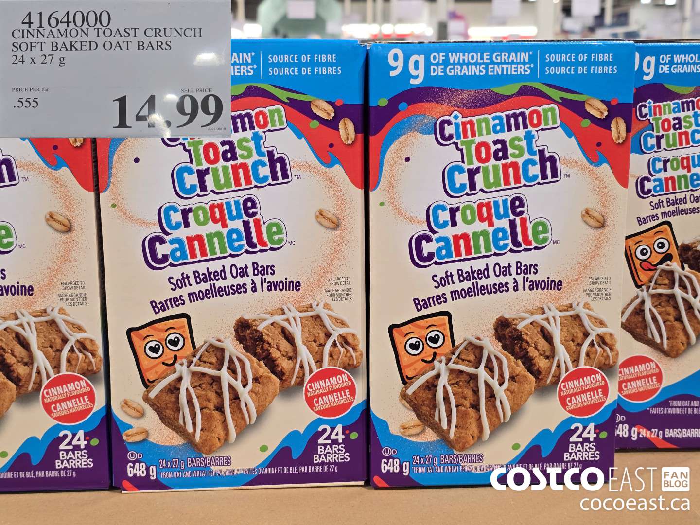 4164000 CINNAMON TOAST CRUNCH SOFT BAKED OAT BARS 24x27 G $14.99