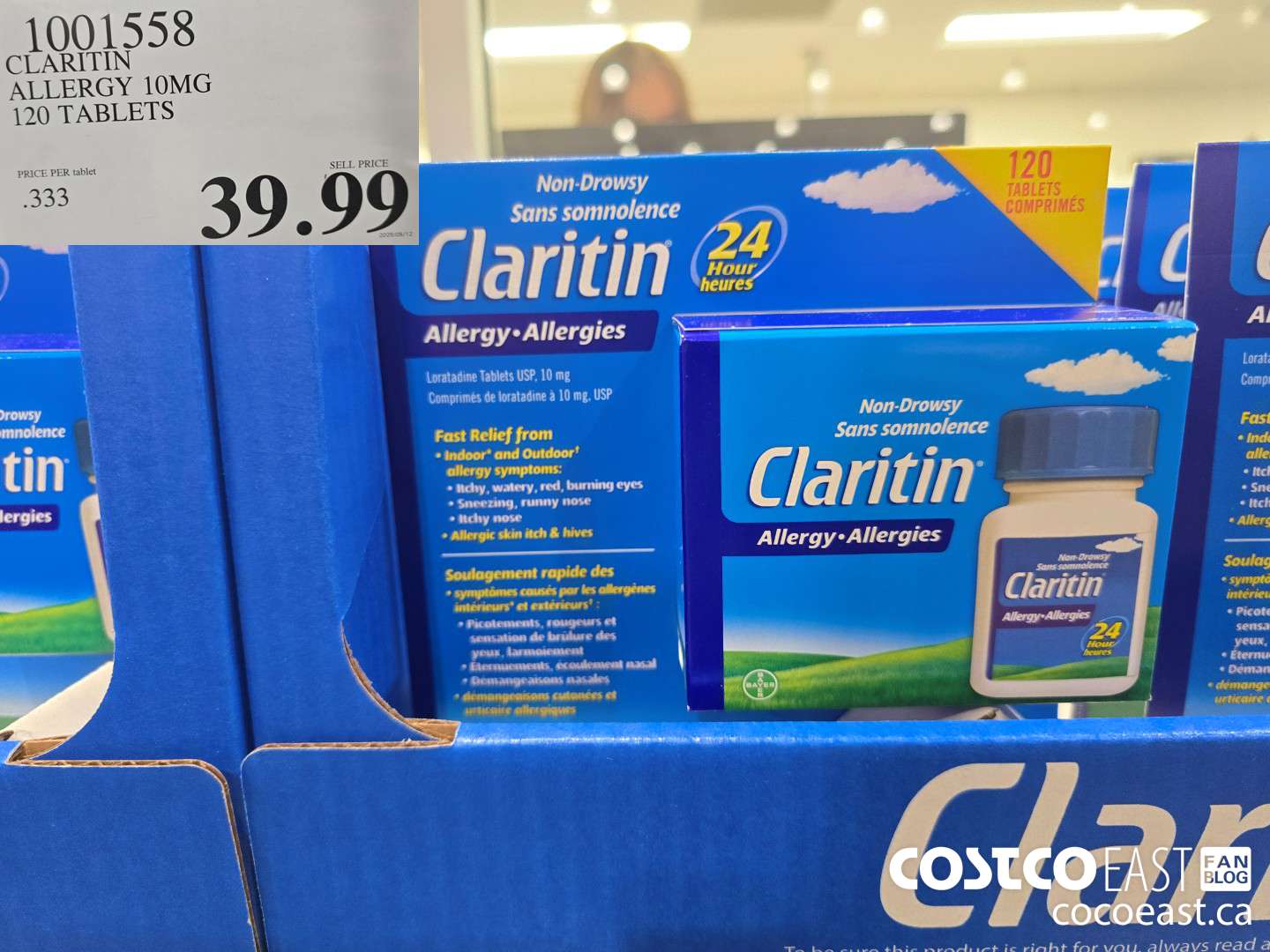 1001558 CLARITIN ALLERGY 10MG 120 TABLETS $39.99