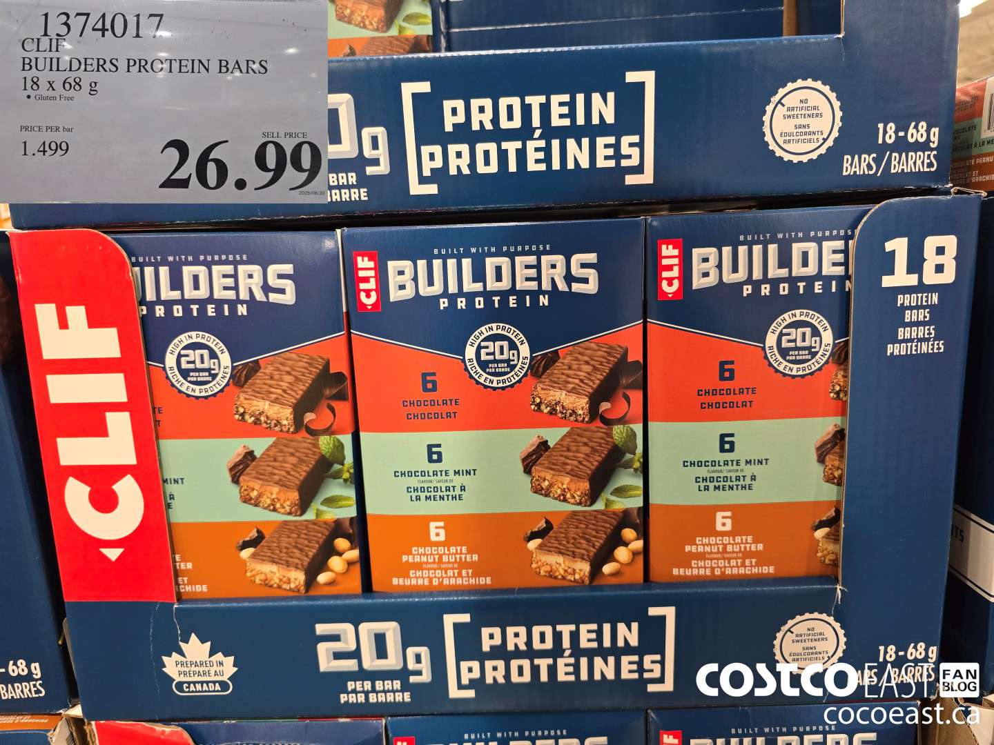 1374017 CLIF BUILDERS PROTEIN BARS 18 X 68 G $26.99