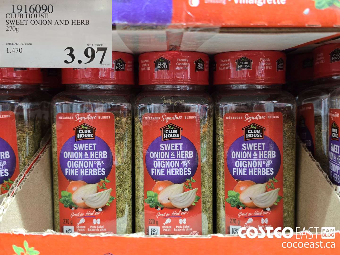 1916090 CLUB HOUSE SWEET ONION AND HERB 270g $3.97