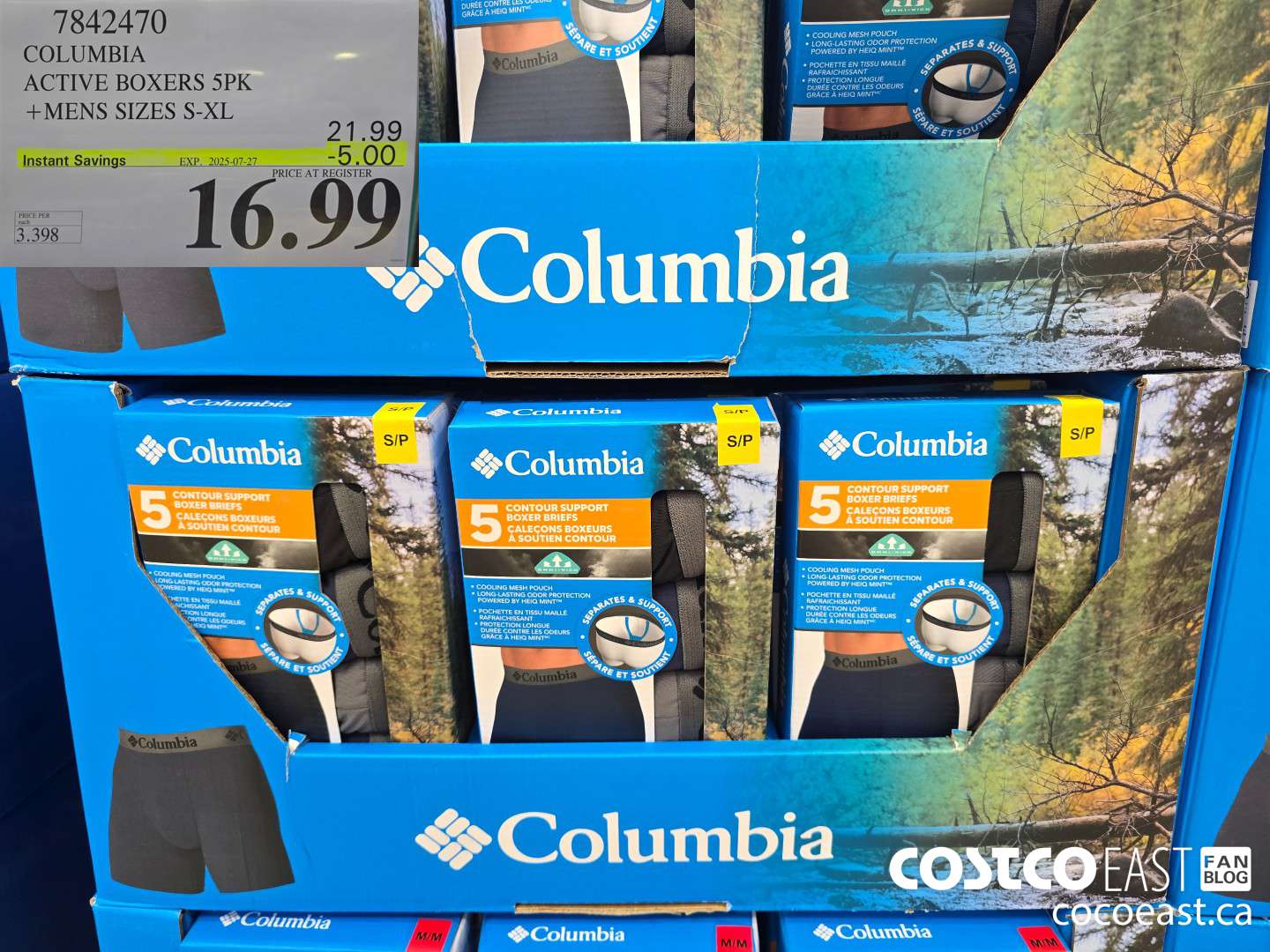 7842470 COLUMBIA ACTIVE BOXERS 5PK +MENS SIZES S-XL ($5.00 INSTANT SAVINGS EXPIRES ON 2025-07-27) $16.99