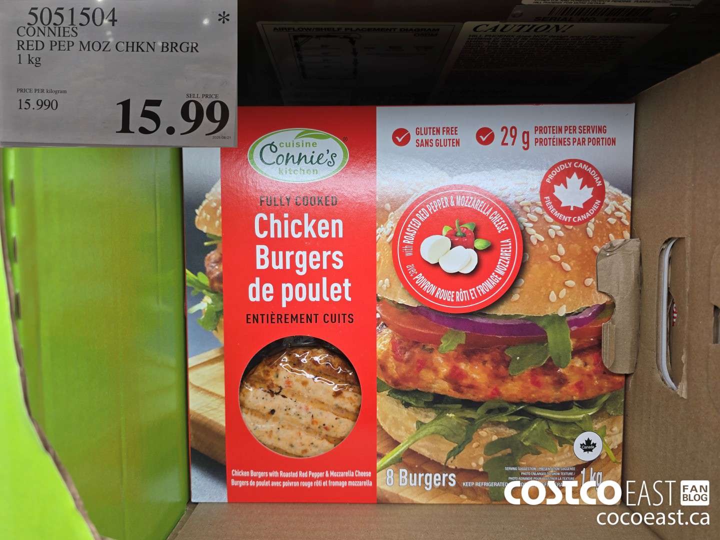 5051504 CONNIES RED PEP MOZ CHKN BRGR 1 kg $15.99