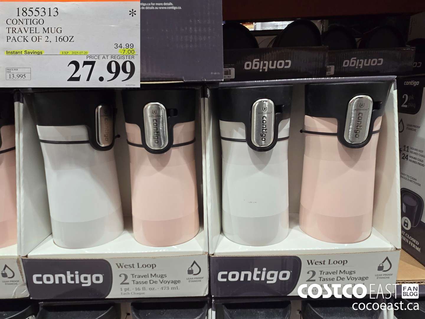 1855313 CONTIGO TRAVEL MUG PACK OF 2, 16 OZ ($7.00 INSTANT SAVINGS EXPIRES ON 2025-07-20) $27.99