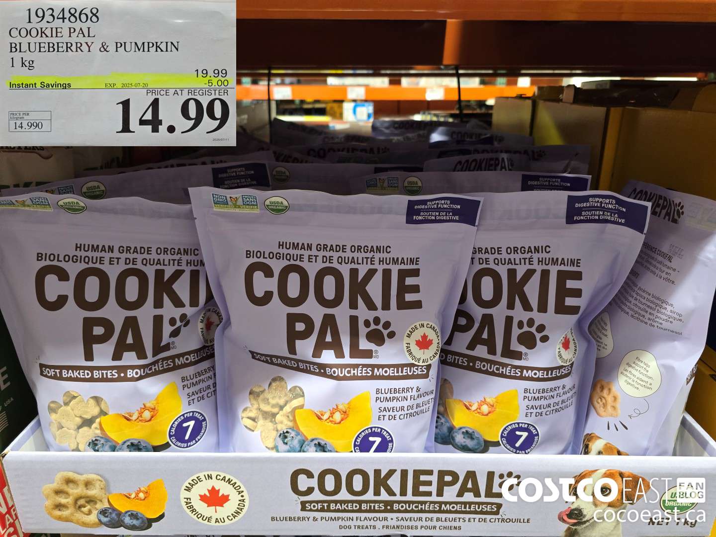 1934868 COOKIE PAL BLUEBERRY & PUMPKIN 1 KG ($5.00 INSTANT SAVINGS EXPIRES ON 2025-07-20) $14.99