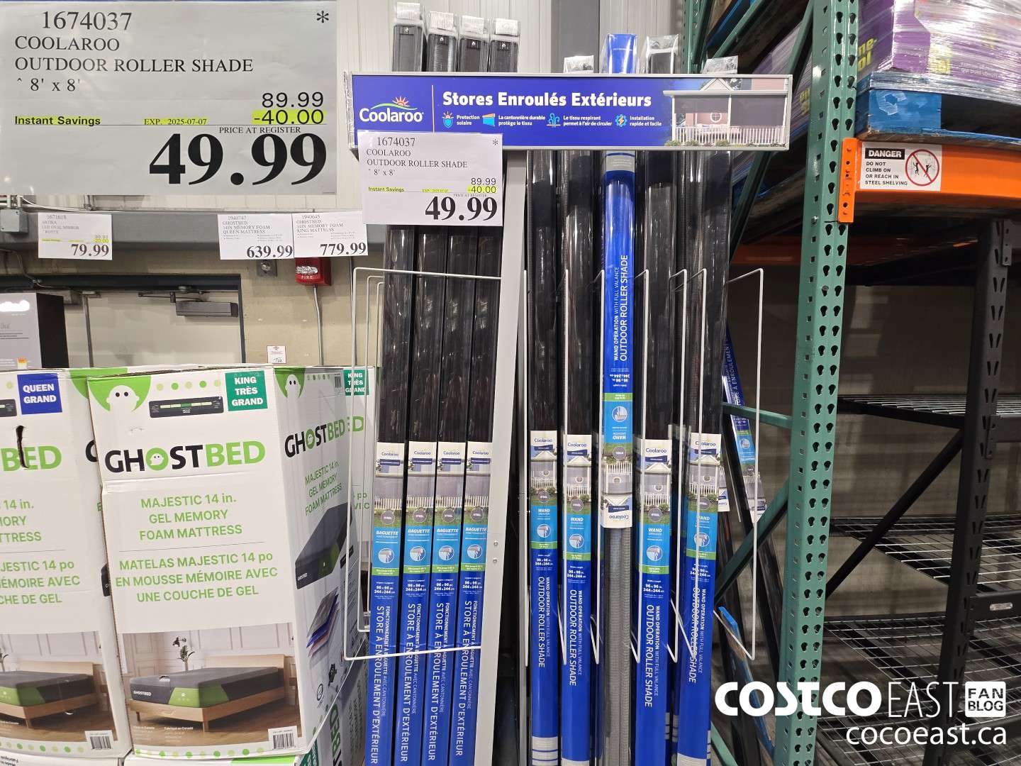 1674037 COOLAROO OUTDOOR ROLLER SHADE 8' X 8' (EXPIRES ON 2025-07-07) $49.99