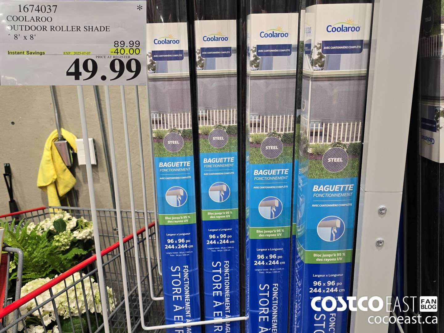 1674037 COOLAROO OUTDOOR ROLLER SHADE 8' X 8' ($40.00 INSTANT SAVINGS EXPIRES ON 2025-07-07) $49.99