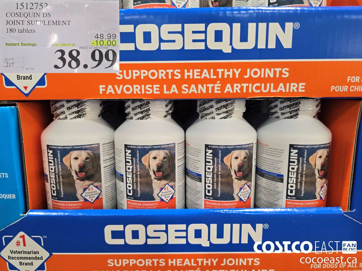 1512752 COSEQUIN DS JOINT SUPPLEMENT 180 TABLETS ($10.00 INSTANT SAVINGS EXPIRES ON 2025-07-20) $38.99