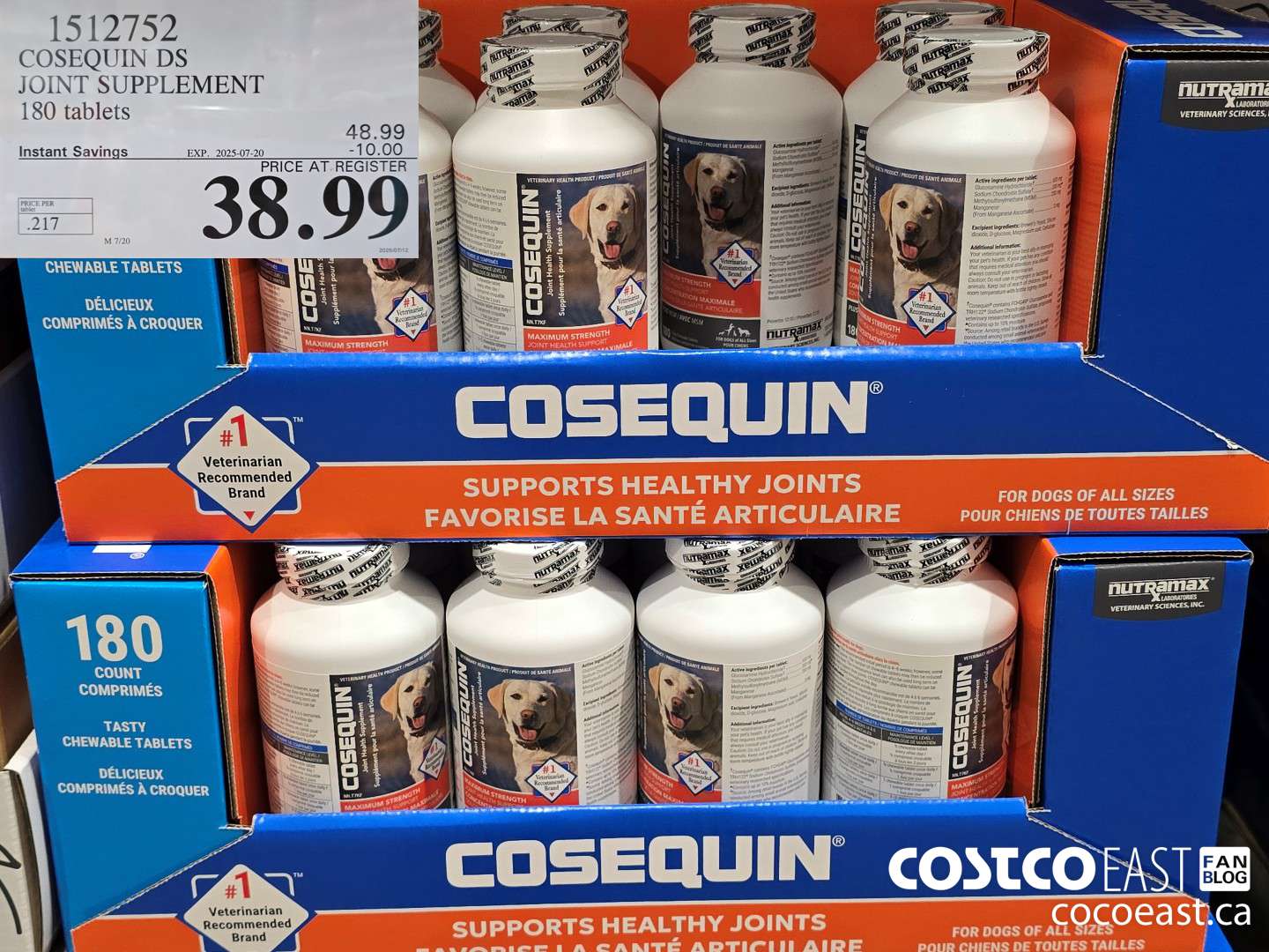 1512752 COSEQUIN DS JOINT SUPPLEMENT 180 TABLETS ($10.00 INSTANT SAVINGS EXPIRES ON 2025-07-20) $38.99