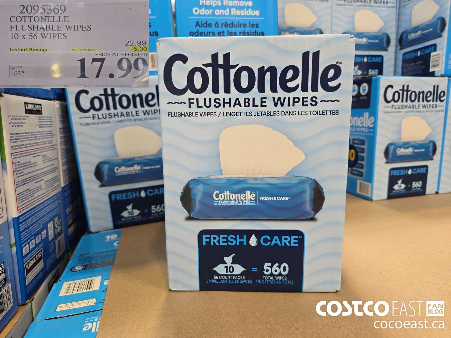 2095369 COTTONELLE FLUSHABLE WIPES 10 x 56 WIPES ($5.00 INSTANT SAVINGS EXPIRES ON 2025-08-03) $17.99