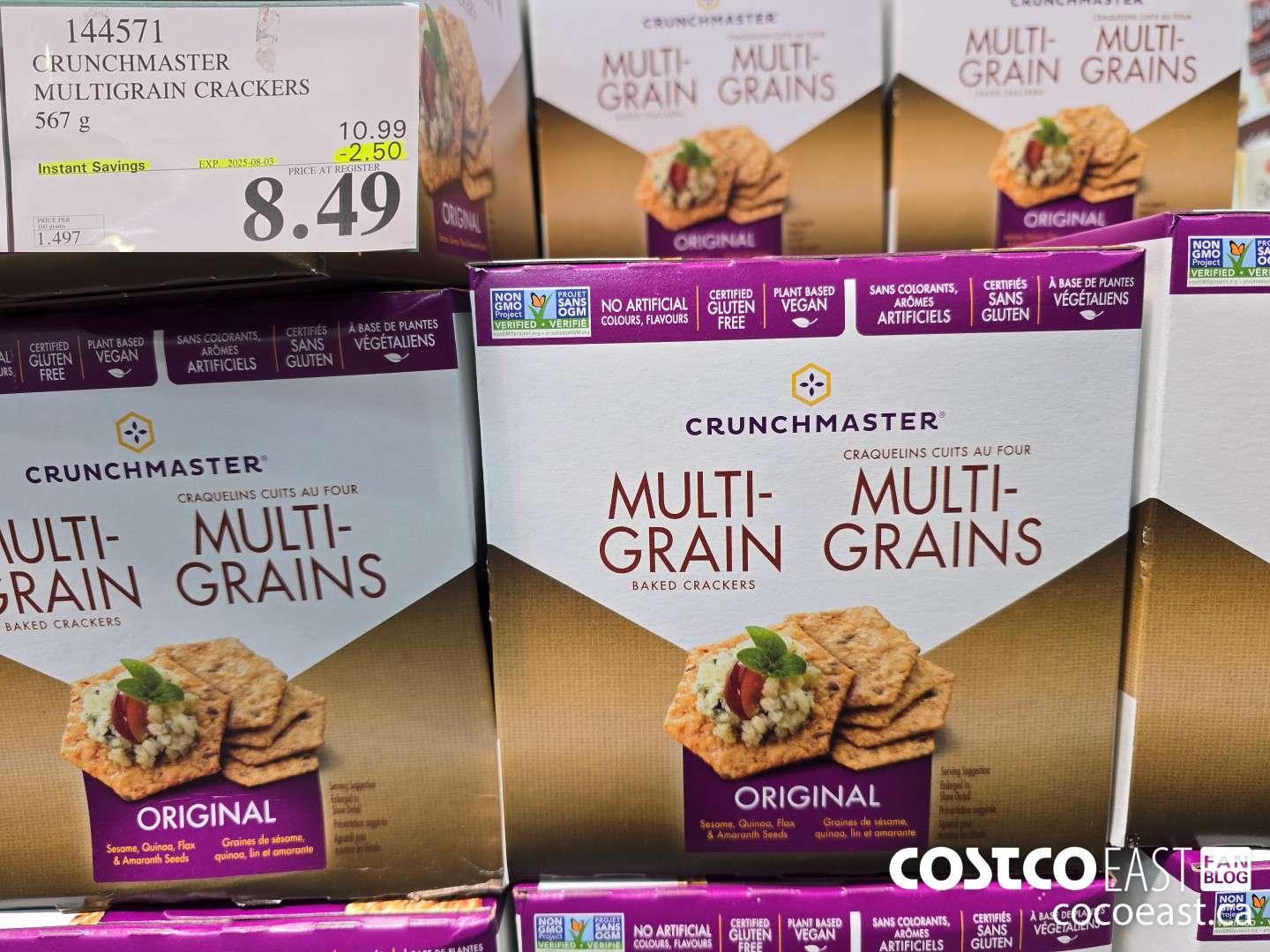 144571 CRUNCHMASTER MULTIGRAIN CRACKER 567 G ($2.50 INSTANT SAVINGS EXPIRES ON 2025-08-03) $8.49