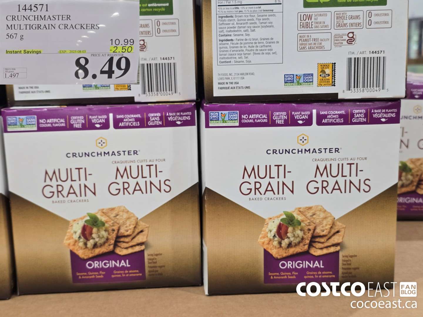 144571 CRUNCHMASTER MULTIGRAIN CRACKER 567 G ($2.50 INSTANT SAVINGS EXPIRES ON 2025-08-03) $8.49