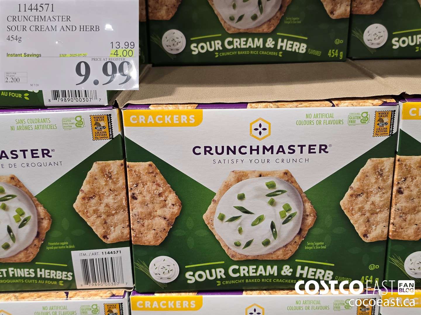 1144571 CRUNCHMASTER SOUR CREAM AND HERB 454G ($4.00 INSTANT SAVINGS EXPIRES ON 2025-07-20) $9.99