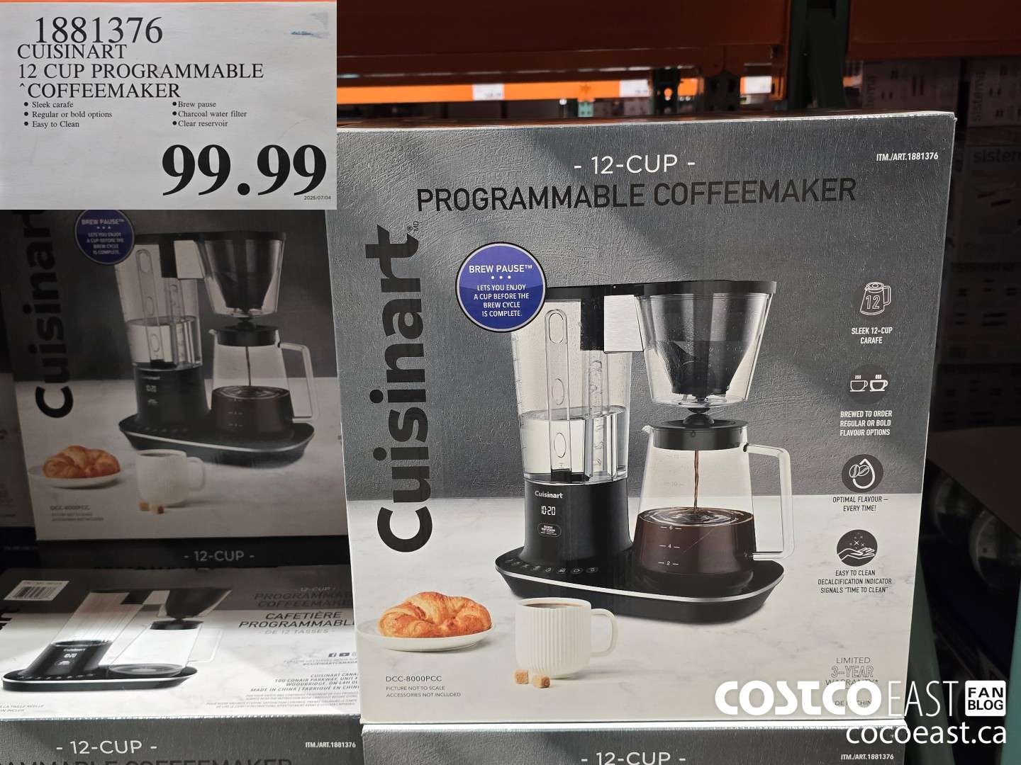 1881376 CUISINART 12 CUP PROGRAMMABLE COFFEEMAKER $99.99