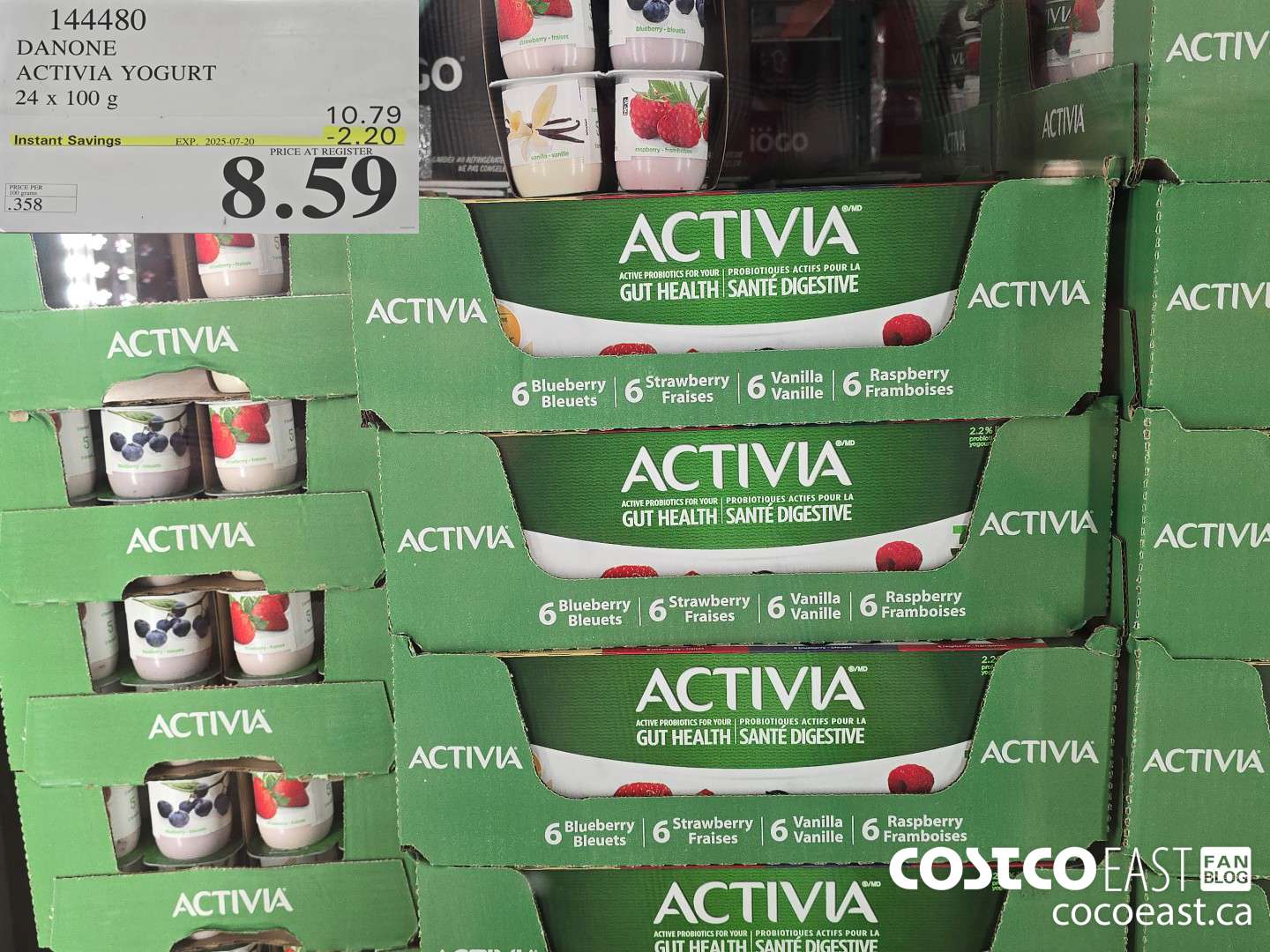 144480 DANONE ACTIVIA YOGURT 24 X 100 G ($2.20 INSTANT SAVINGS EXPIRES ON 2025-07-20) $8.59