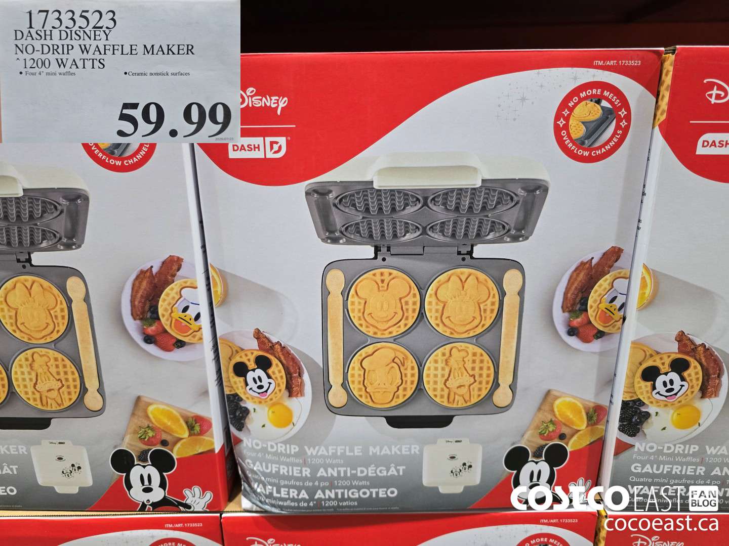 1733523 DASH DISNEY NO-DRIP WAFFLE MAKER 1200 WATTS $59.99