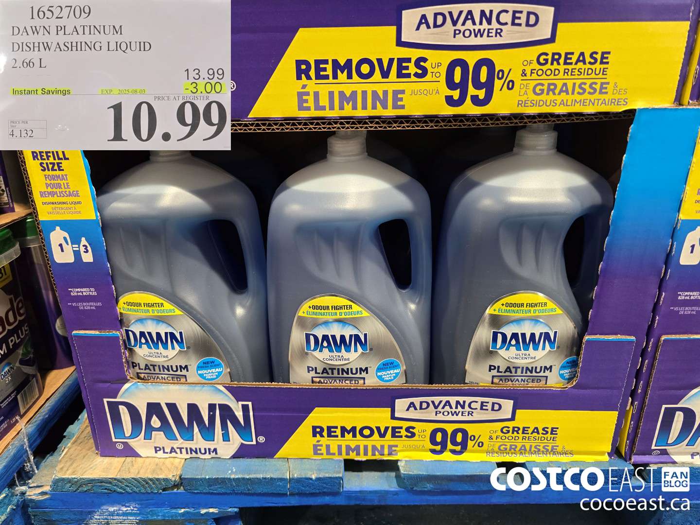 1652709 DAWN PLATINUM DISHWASHER LIQUID 2.66L ($3.00 INSTANT SAVINGS EXPIRES ON 2025-08-03) $10.99