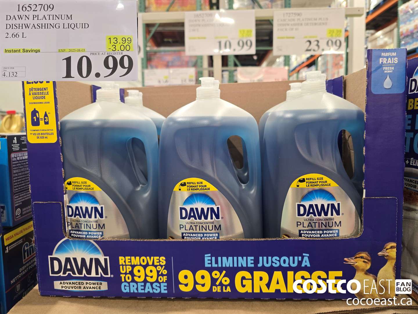 1652709 DAWN PLATINUM DISHWASHER LIQUID 2.66L ($3.00 INSTANT SAVINGS EXPIRES ON 2025-08-03) $10.99