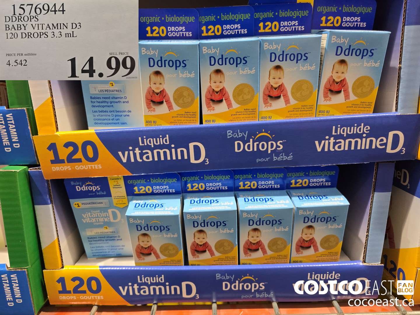 1576944 DDROPS BABY DDROPS 400I1U 120 DROPS 3.3 ML $14.99