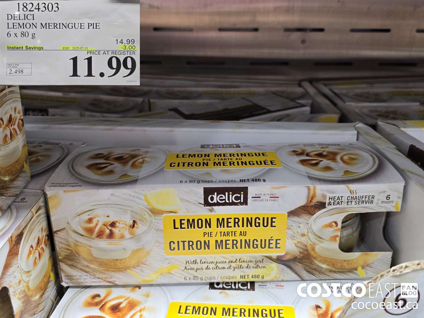 1824303 DELICI LEMON MERINQUE PIE 6 x 80 g ($3.00 INSTANT SAVINGS EXPIRES ON 2025-07-13) $11.99