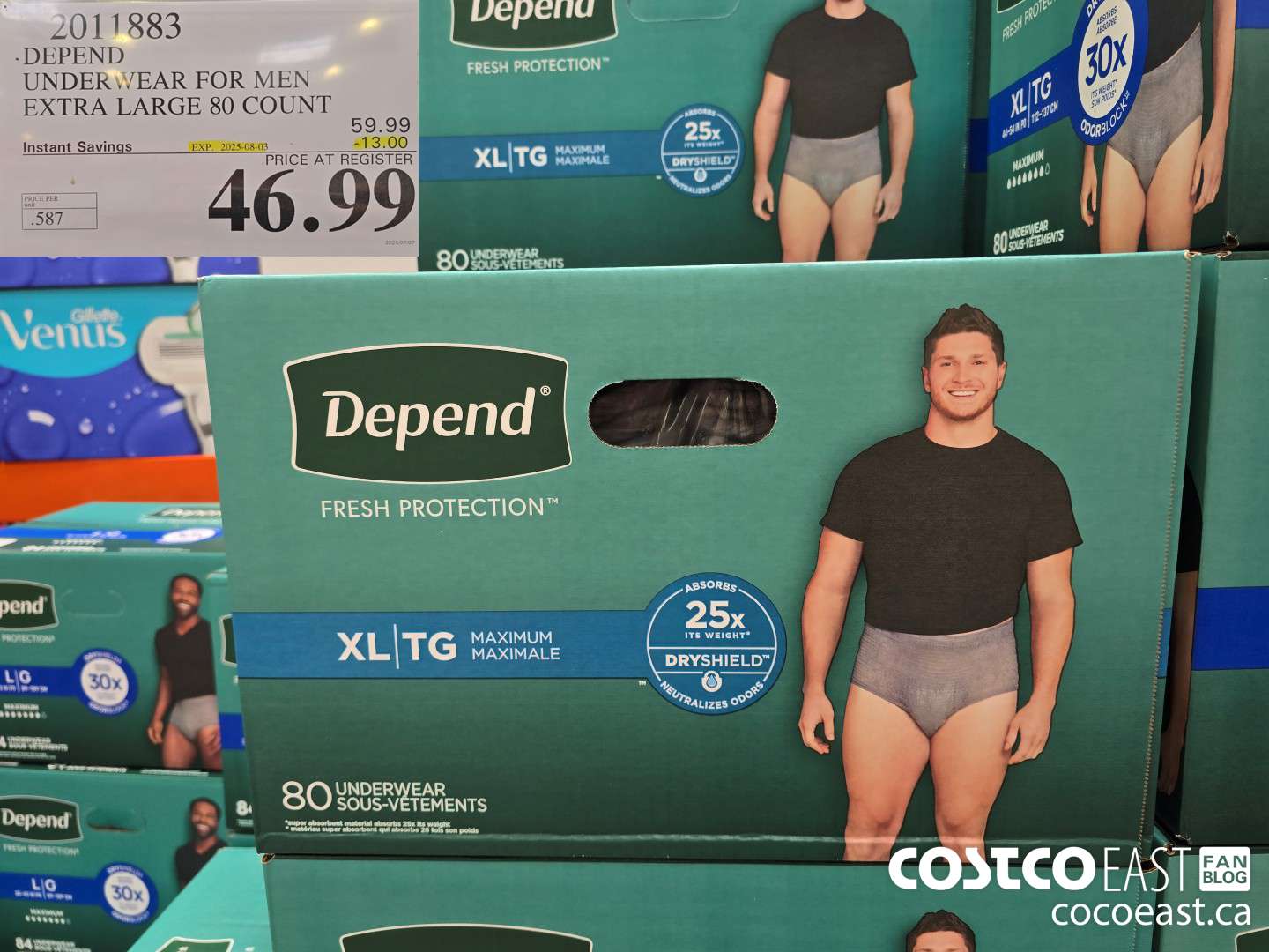 2011883 DEPEND UNDERWEAR FOR MEN EXTRA LARGE 80 COUNT ($13.00 INSTANT SAVINGS EXPIRES ON 2025-08-03) $46.99