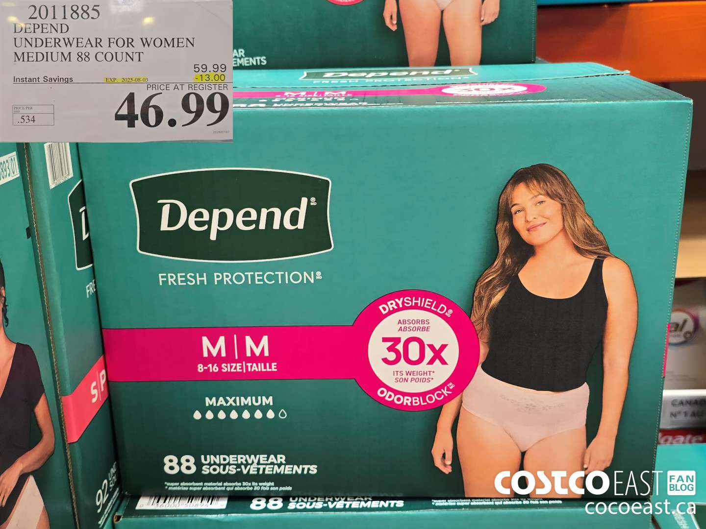 2011885 DEPEND UNDERWEAR FOR WOMEN MEDIUM 88 COUNT ($13.00 INSTANT SAVINGS EXPIRES ON 2025-08-03) $46.99