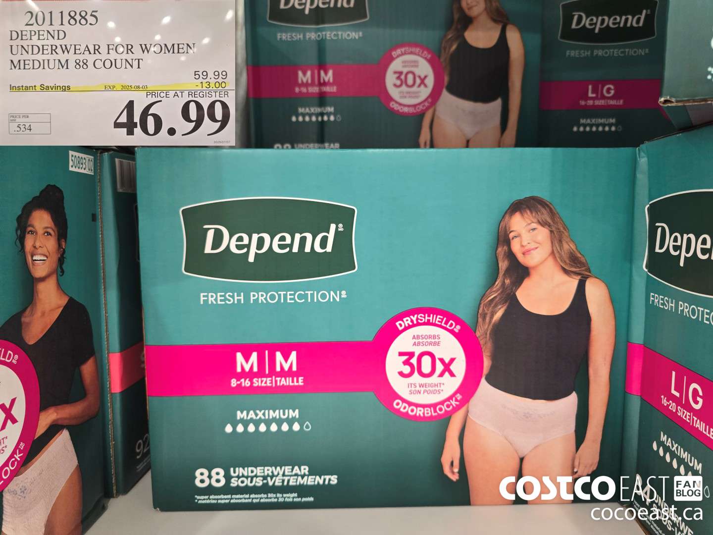 2011885 DEPEND UNDERWEAR FOR WOMEN MEDIUM 88 COUNT ($13.00 INSTANT SAVINGS EXPIRES ON 2025-08-03) $46.99