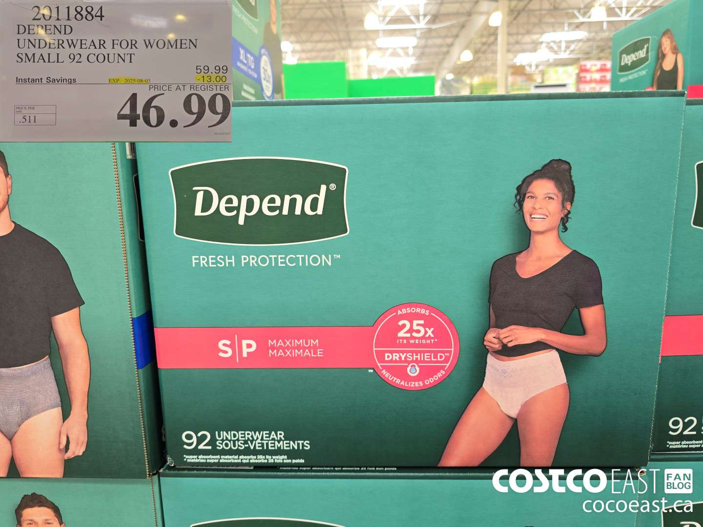 2011884 DEPEND UNDERWEAR FOR WOMEN SMALL 92 COUNT ($13.00 INSTANT SAVINGS EXPIRES ON 2025-08-03) $46.99