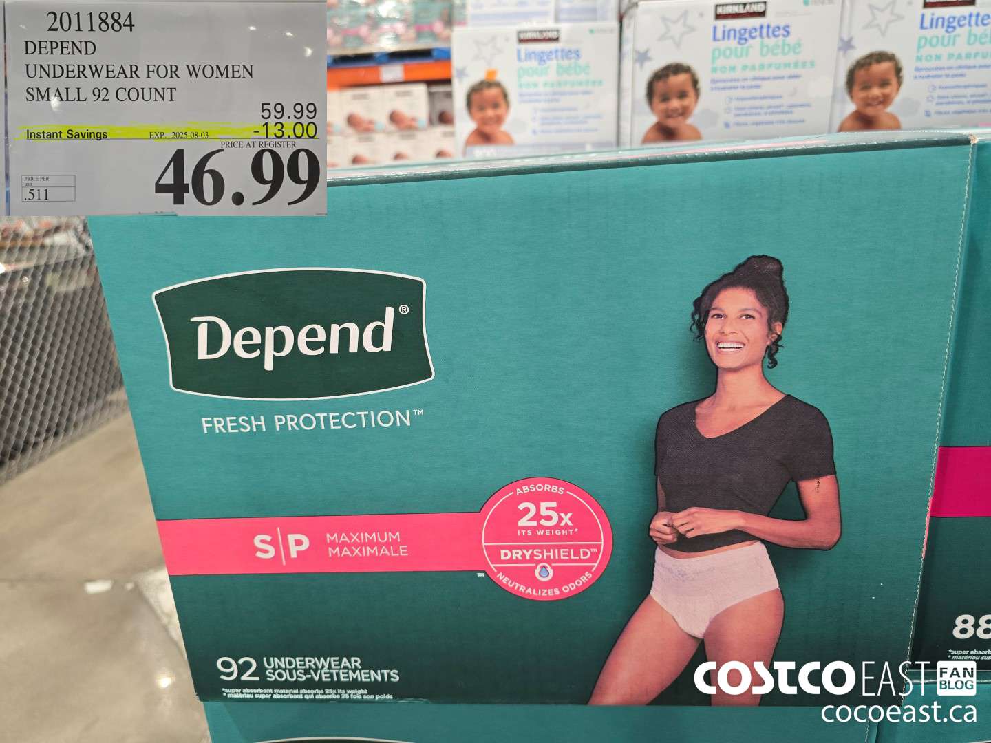 2011884 DEPEND UNDERWEAR FOR WOMEN SMALL 92 COUNT ($13.00 INSTANT SAVINGS EXPIRES ON 2025-08-03) $46.99