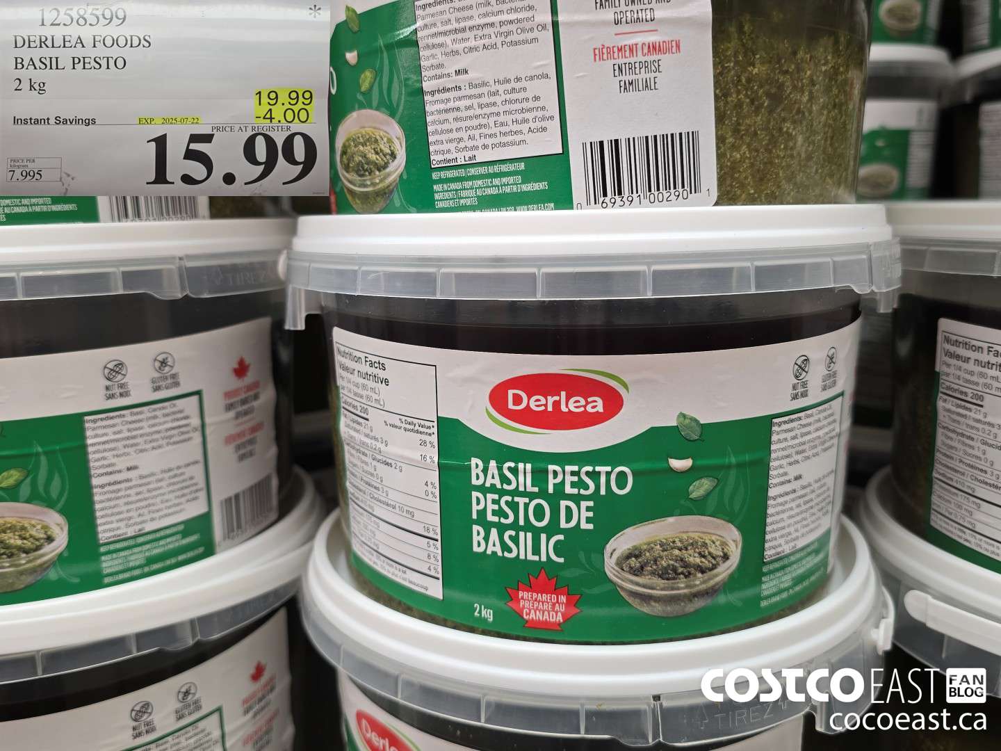 1258599 DERLEA FOODS BASIL PESTO 2 KG ($4.00 INSTANT SAVINGS EXPIRES ON 2025-07-22) $15.99