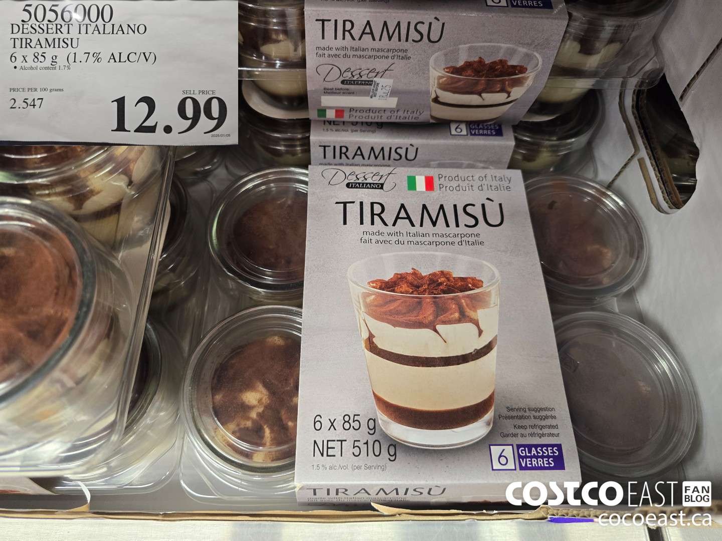 5056000 DESSERT ITALIANO TIRAMISU 6 X 85 G (1.7 ALC/V) $12.99