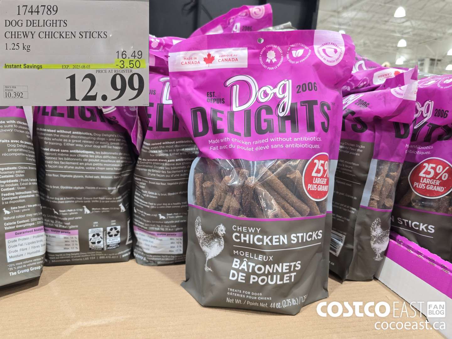 1744789 DOG DELIGHTS CHEWY CHICKEN STICKS 1.25 KG ($3.50 INSTANT SAVINGS EXPIRES ON 2025-08-03) $12.99