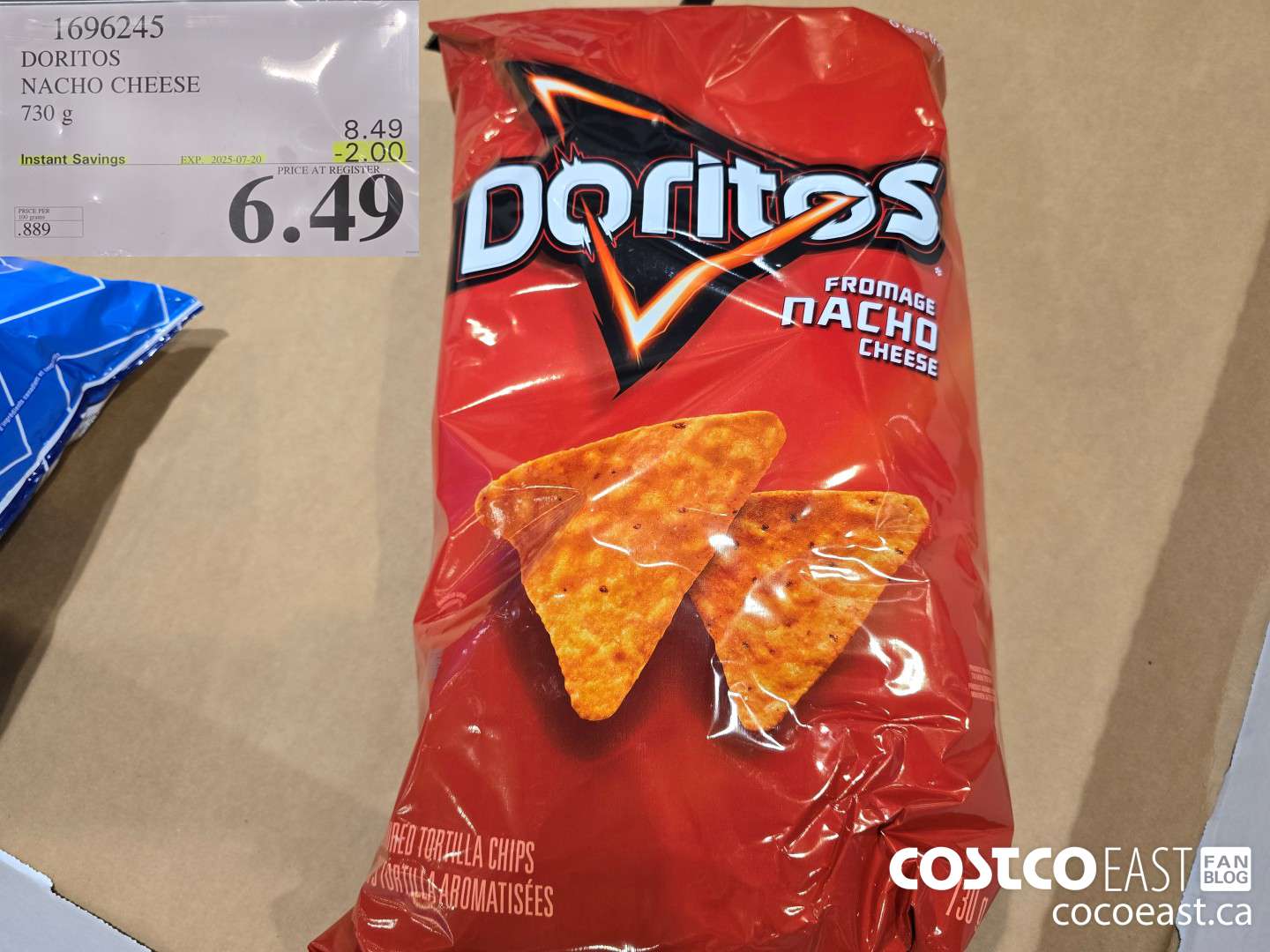 1696245 DORITOS NACHO CHEESE 730 g ($2.00 INSTANT SAVINGS EXPIRES ON 2025-07-20) $6.49