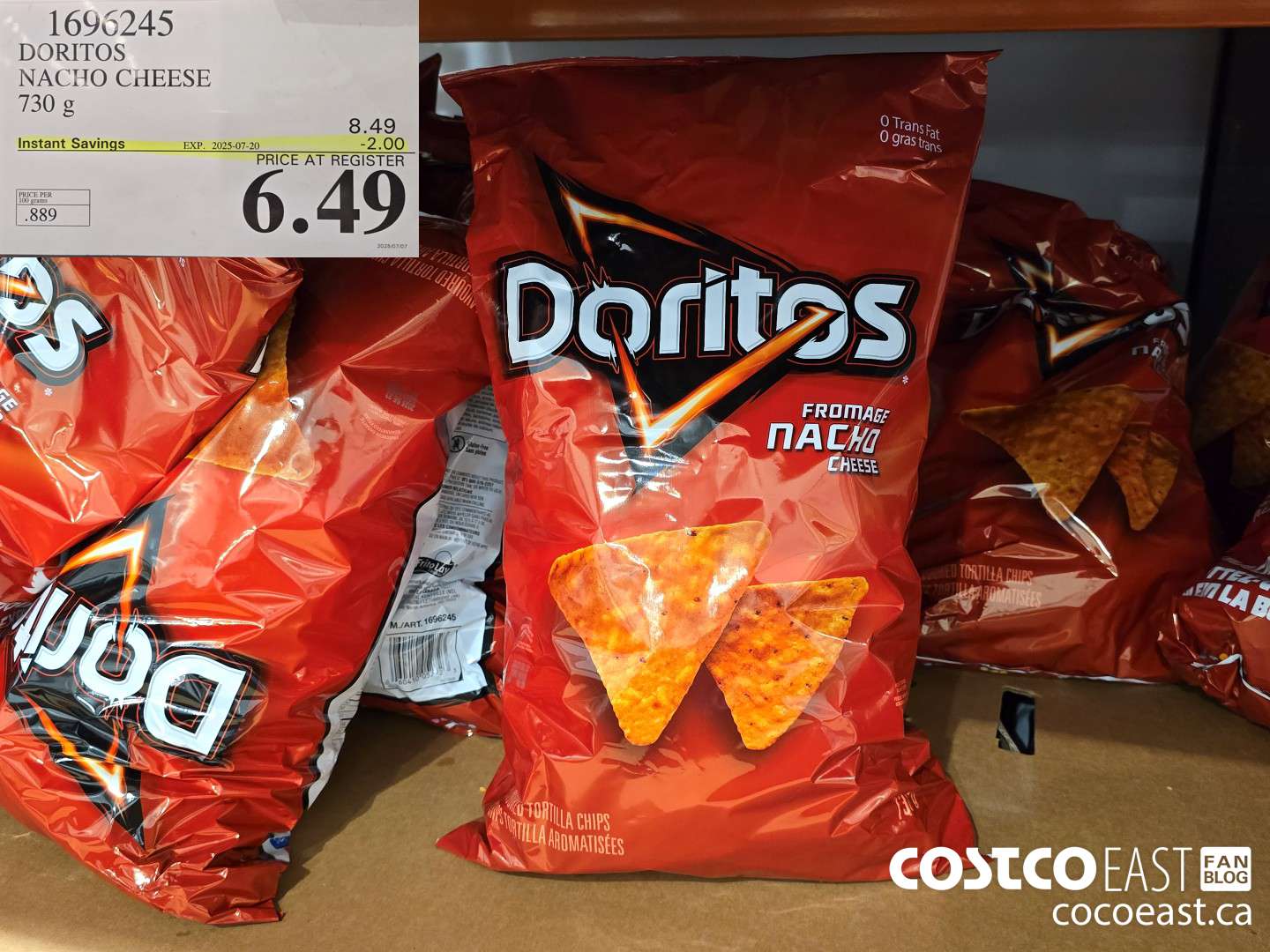 1696245 DORITOS NACHO CHEESE 730 g ($2.00 INSTANT SAVINGS EXPIRES ON 2025-07-20) $6.49