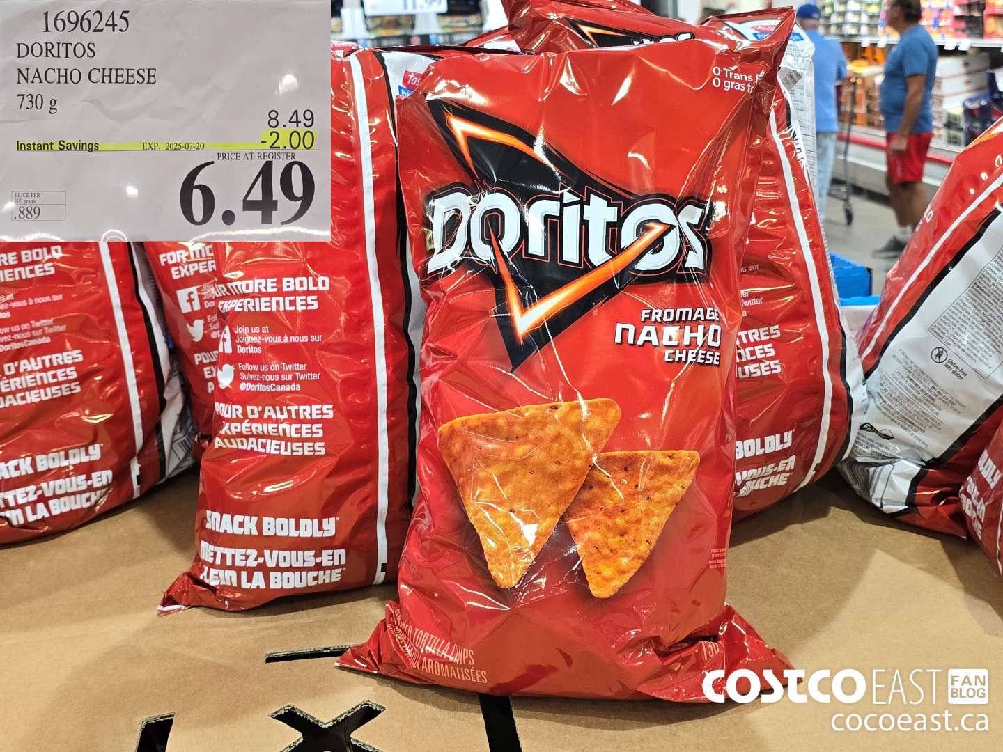 1696245 DORITOS NACHO CHEESE 730 g ($2.00 INSTANT SAVINGS EXPIRES ON 2025-07-20) $6.49