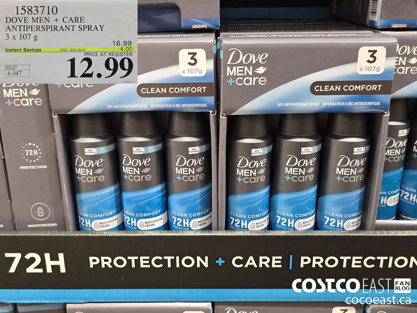 1583710 DOVE MEN + CARE ANTIPERSPIRANT SPRAY 3 x 107 g  ($4.00 INSTANT SAVINGS EXPIRES ON 2025-08-03) $12.99