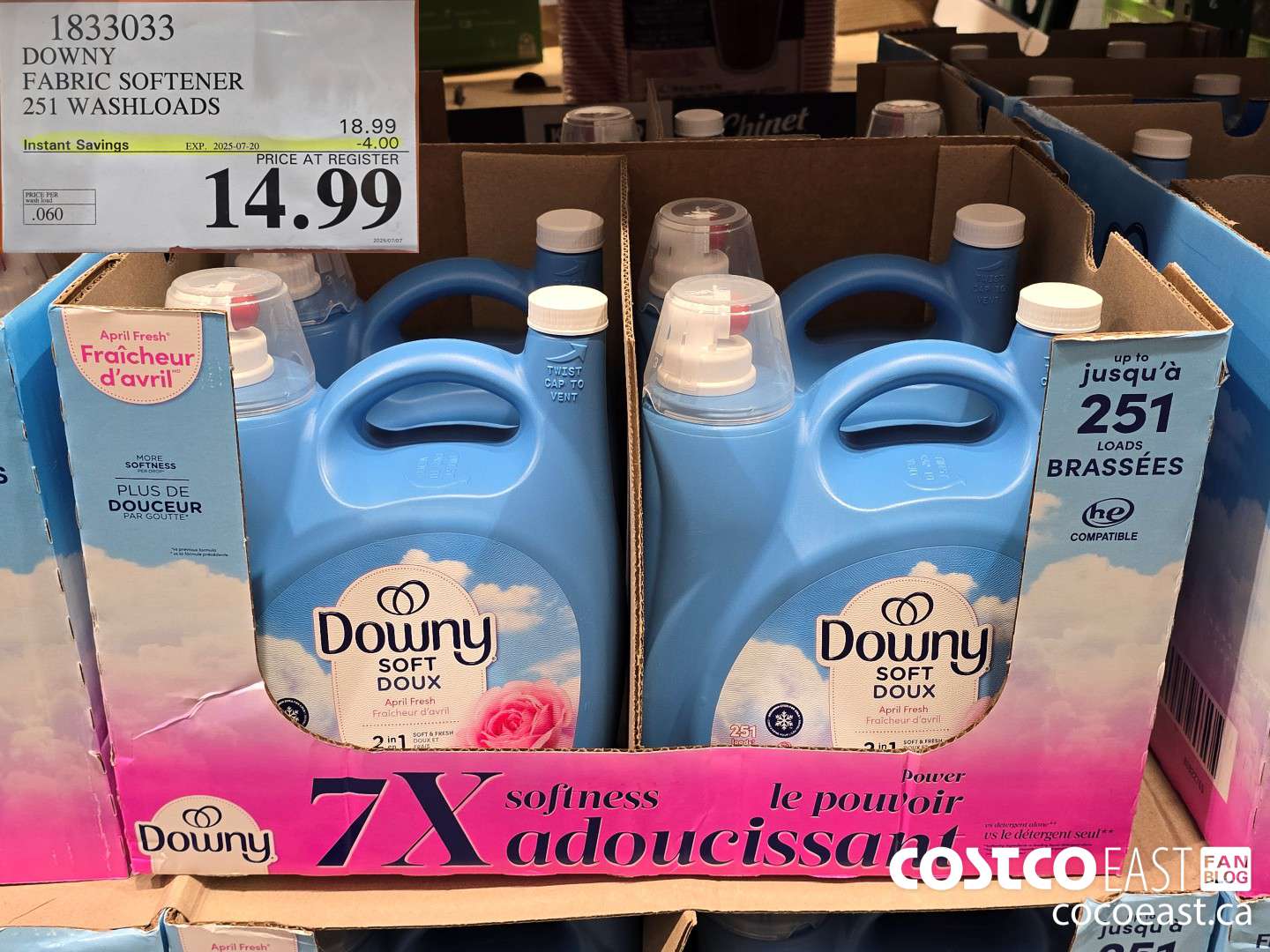 1833033 DOWNY FABRIC SOFTENER 251 WASHLOADS ($4.00 INSTANT SAVINGS EXPIRES ON 2025-07-20) $14.99
