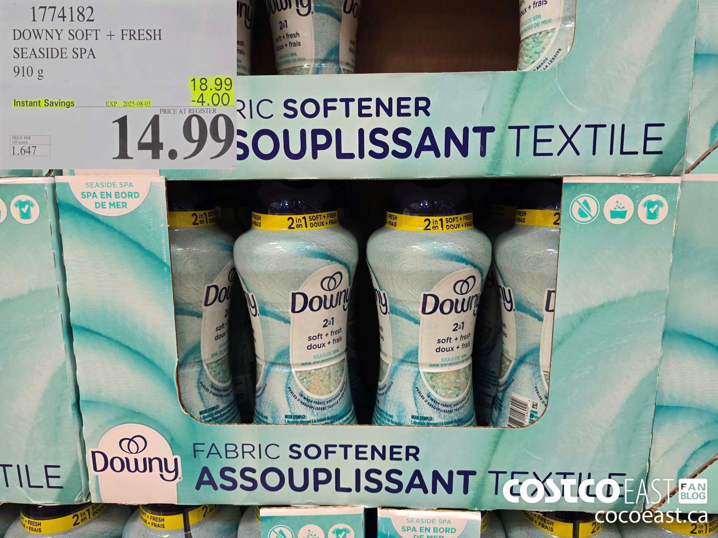 1774182 DOWNY SOFT + FRESH SEASIDE SPA 910 G ($4.00 INSTANT SAVINGS EXPIRES ON 2025-08-03) $14.99