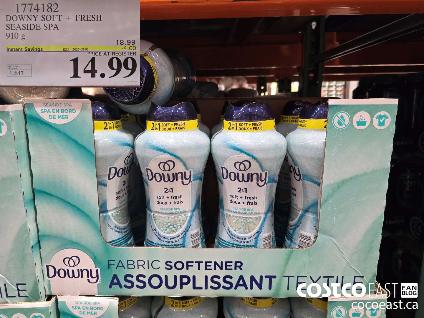 1774182 DOWNY SOFT + FRESH SEASIDE SPA 910 G ($4.00 INSTANT SAVINGS EXPIRES ON 2025-08-03) $14.99