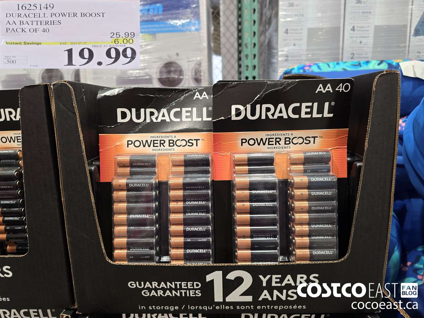 1625149 DURACELL POWER BOOST AA BATTERIES PACK OF 40 ($6.00 INSTANT SAVINGS EXPIRES ON 2025-07-27) $19.99