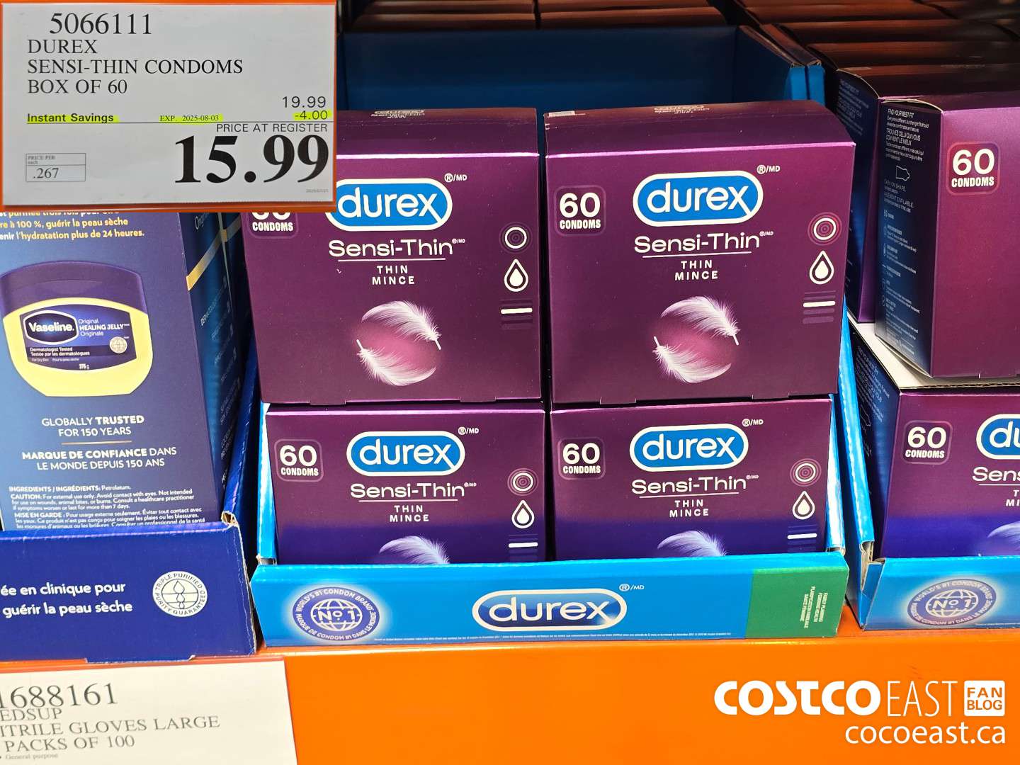 5066111 DUREX SENSI-THIN CONDOMS BOX OF 60 ($4.00 INSTANT SAVINGS EXPIRES ON 2025-08-03) $15.99