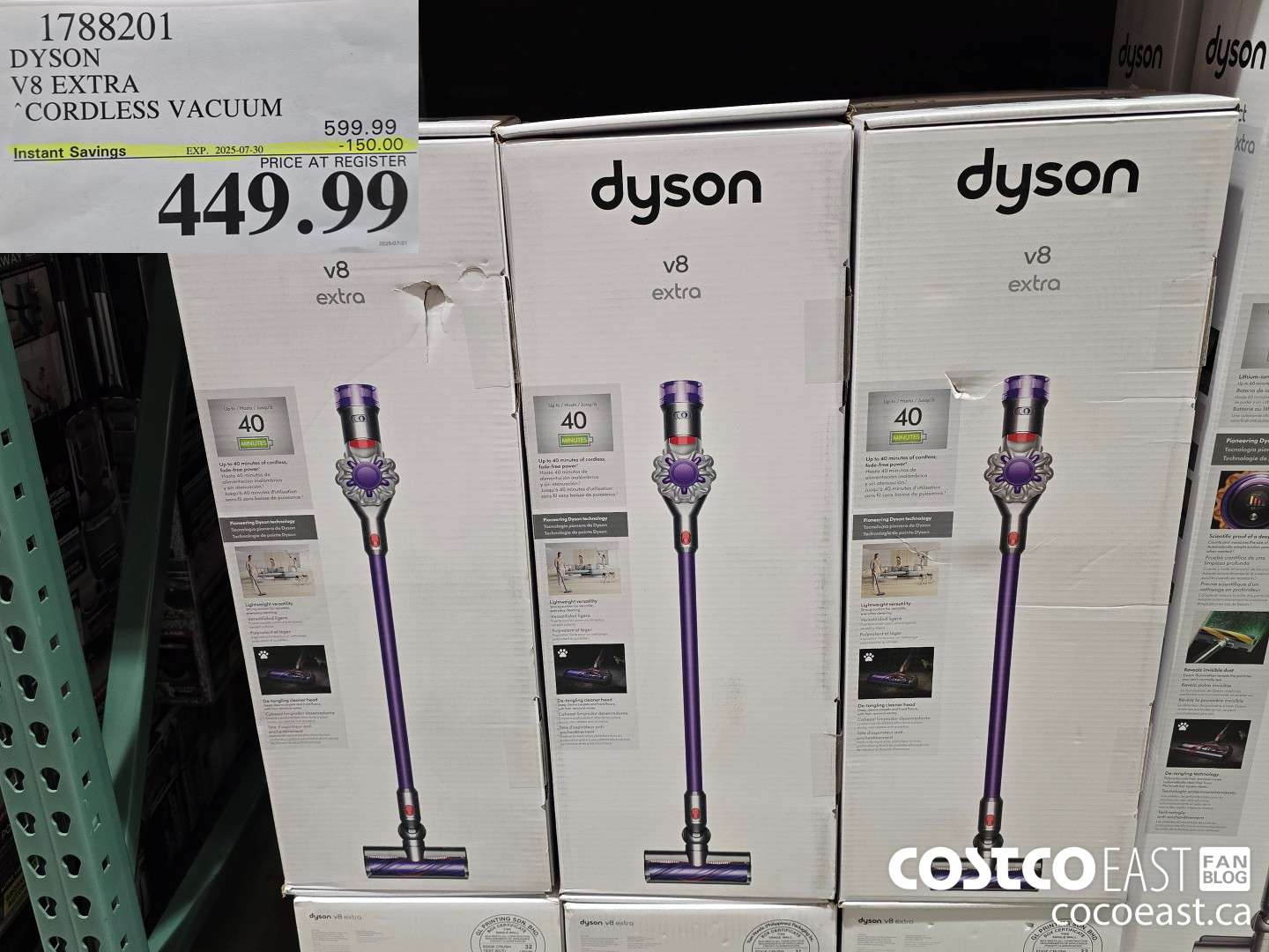 1788201 Dyson V8 EXTRA CORDLESS VACUUM ($150.00 INSTANT SAVINGS EXPIRES ON 2025-07-30) $449.99