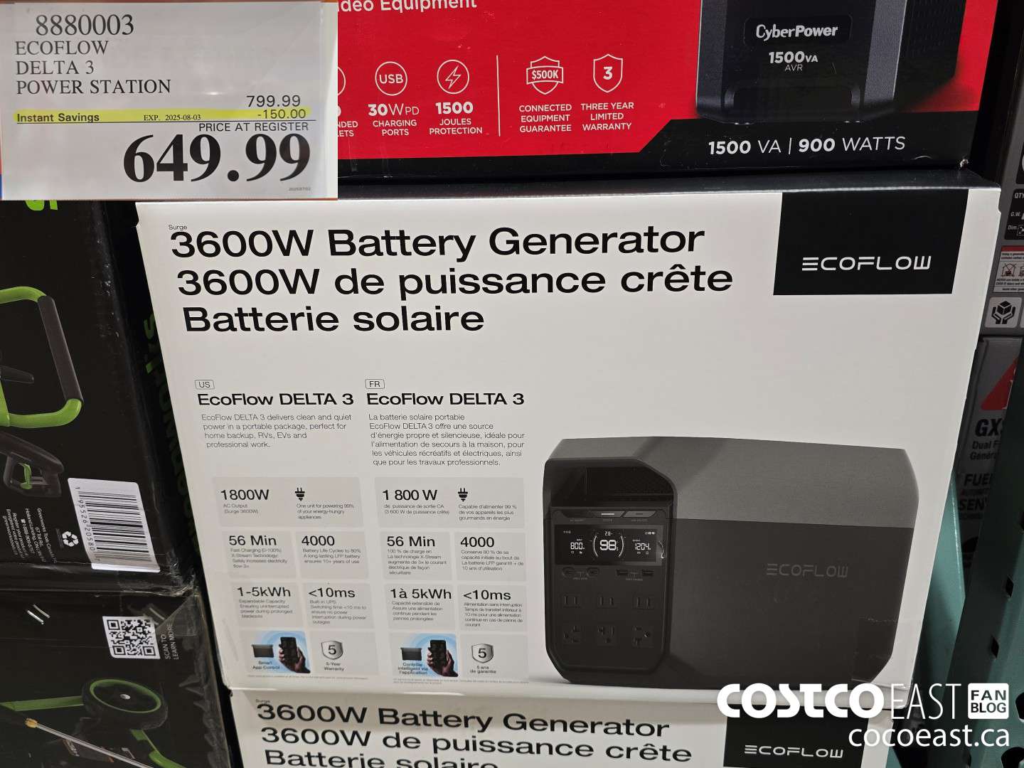 8880003 ECOFLOW DELTA 3 POWER STATION ($150.00 INSTANT SAVINGS EXPIRES ON 2025-08-03) $649.99