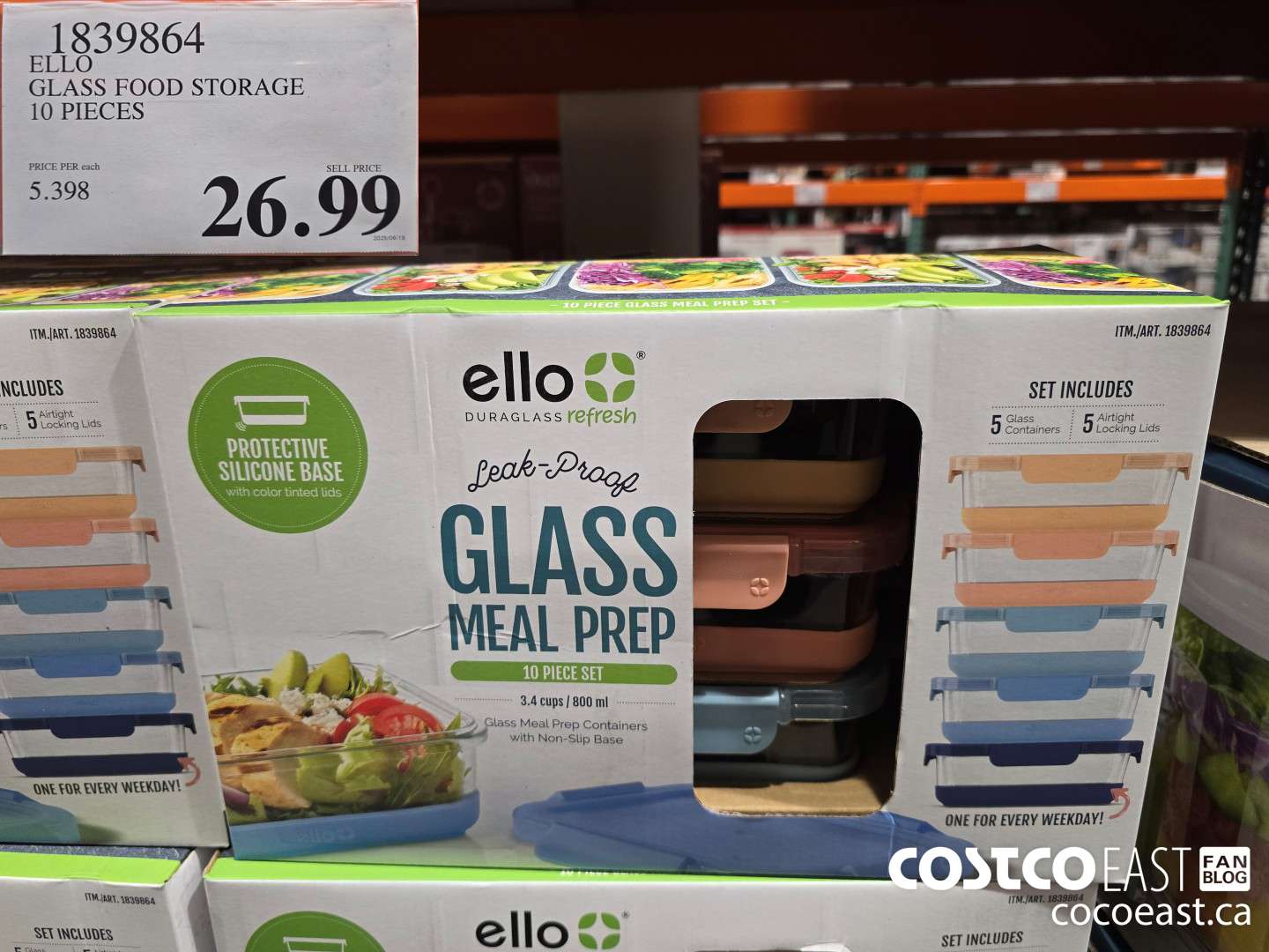 1839864 ELLO GLASS FOOD STORAGE 10 PIECES $26.99
